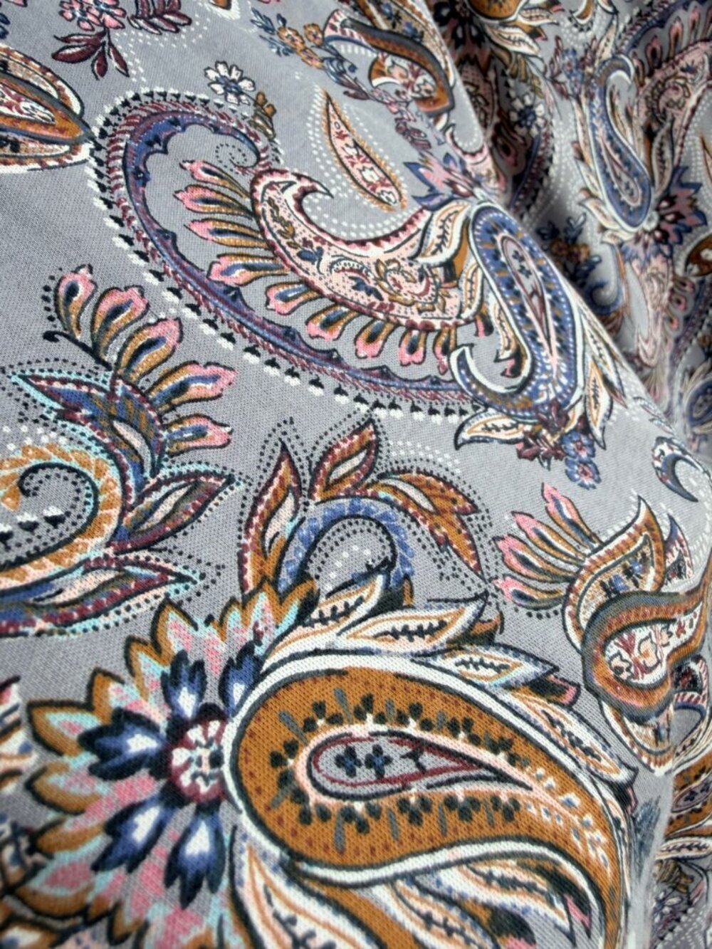 J. Jill 100% Supima Cotton Long Sleeve V-Neck Paisley Blouse Women's Size XS - Picture 6 of 7